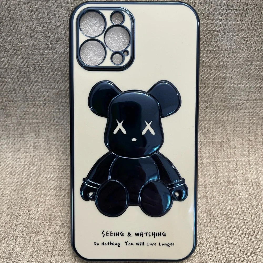 Electroplate Blue Violent Bear in White Background iPhone Case